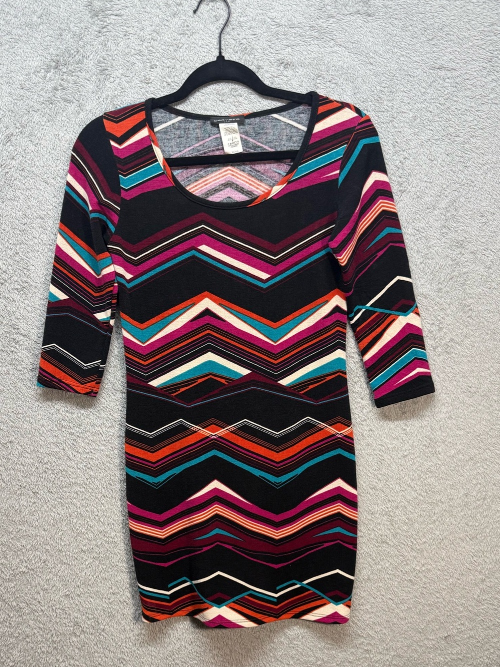 Cantrata U.S.A. Chevron Three-Quarter Sleeve Bodycon Dress